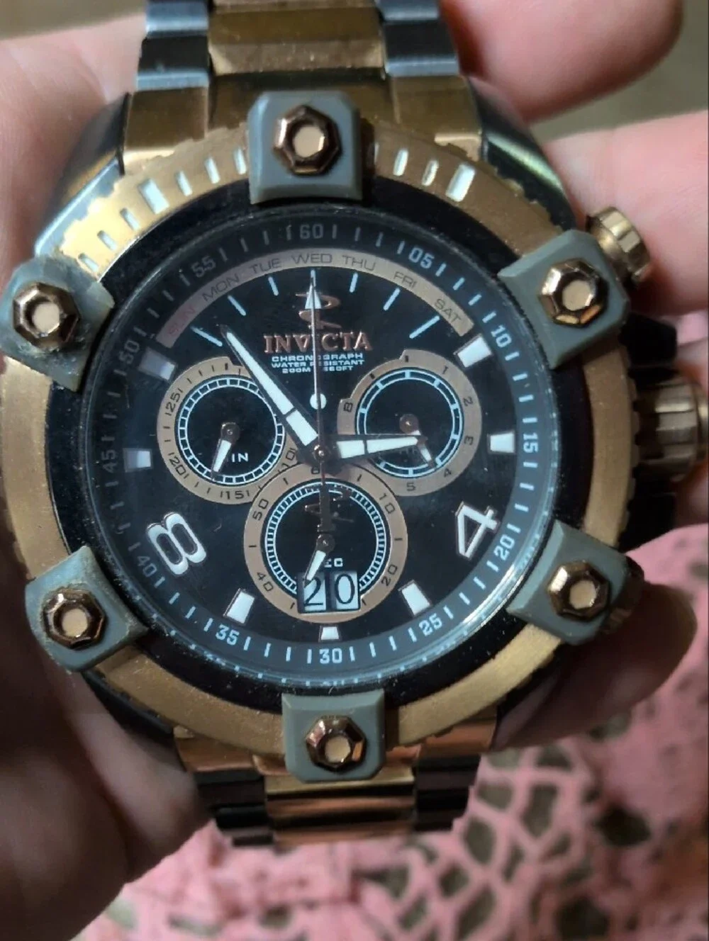 Invicta Black and Gold Men's Sport Chronograph Watch